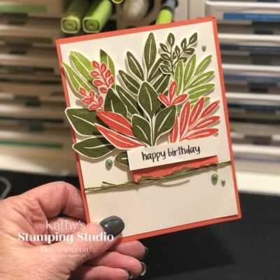 Card using Stampin' Up's Leaf Collection background stampl