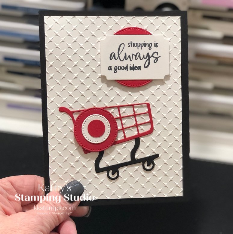 Card made with Attention Shoppers Stamp Set and Dies showing Target logo