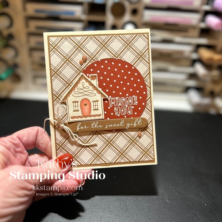 picture of a thank you from home greeting card using Stampin' Up's Humble Home bundle